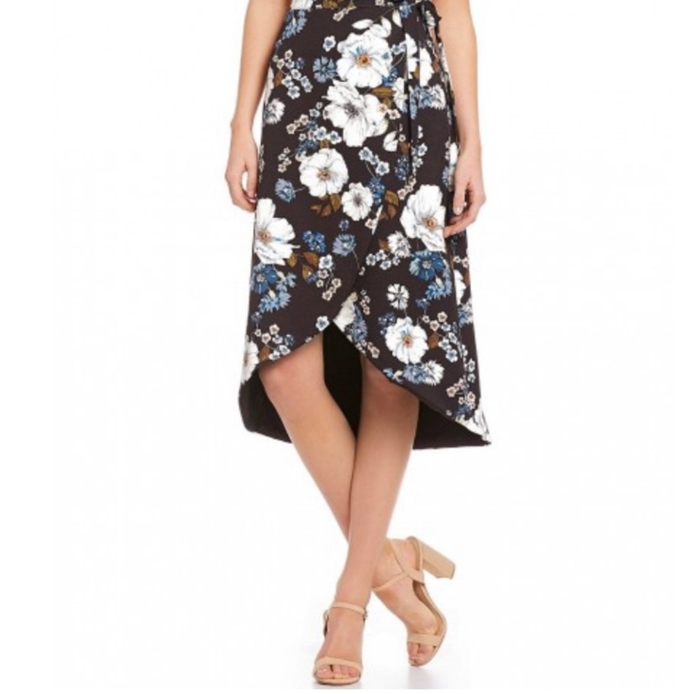 Gianni Bini Stella Floral Print Hi-Low Midi Skirt